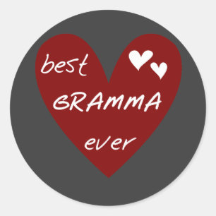 Red Heart Best Gramma Ever T-shirts en cadeautjes Ronde Sticker