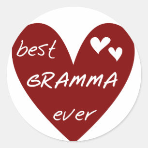 Red Heart Best Gramma Ever T-shirts en cadeautjes Ronde Sticker