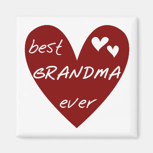 Red Heart Best Grandma Ever T-shirts en cadeautjes Magneet