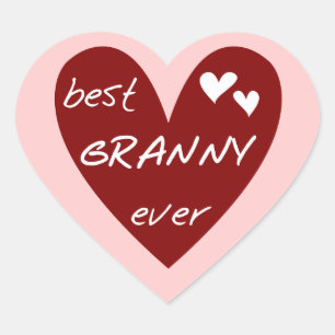 Red Heart Best Granny Ever Tshirts en Gifts Hart Sticker