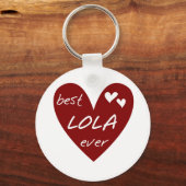Red Heart Best Lola Ever T-shirts en cadeautjes Sleutelhanger (Voorkant)