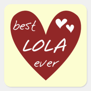 Red Heart Best Lola Ever T-shirts en cadeautjes Vierkante Sticker