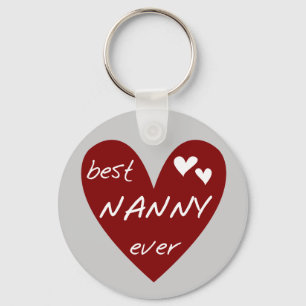 Red Heart Best Nanny Ever T-shirts en cadeautjes Sleutelhanger