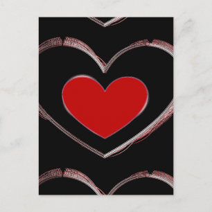 Red Heart Black Pop Art Love Briefkaart