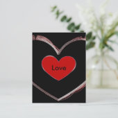 Red Heart Black Pop Art Love Script Briefkaart (Staand voorkant)