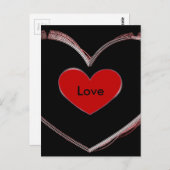 Red Heart Black Pop Art Love Script Briefkaart (Voorkant / Achterkant)