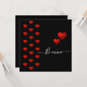 Red Heart Black Valentijn Flat Wenskaart Kaart (Voorkant / Achterkant in situ)