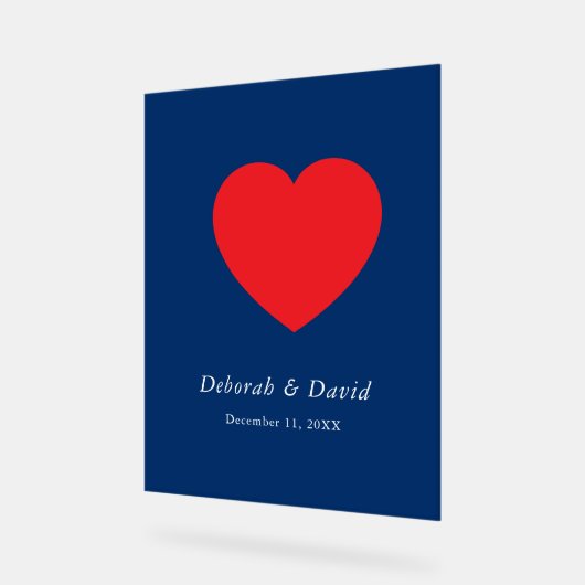 Red Heart Blue Modern Minimalist Wedding (Angle)