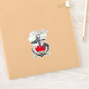 Red Heart & Butterflies Studio Inking Art Sticker