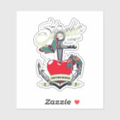 Red Heart & Butterflies Studio Inking Art Sticker (Vel)