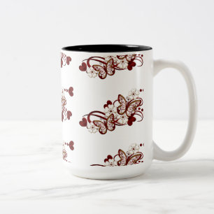 Red Heart Butterflies Tiled Pattern Mok