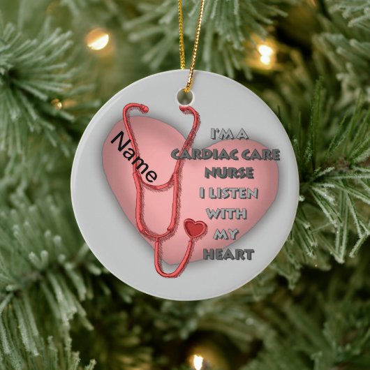 Red Heart Cardiac Care Nurse Keramisch Ornament (Boom)