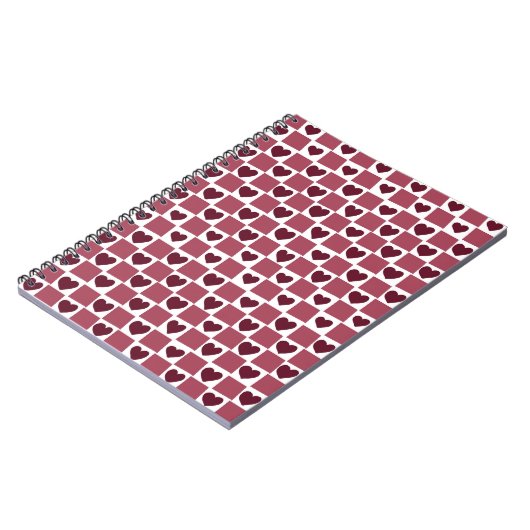 Red Heart Checkerboard Pattern Notitieboek (Linkerzijde)