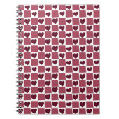Red Heart Checkerboard Pattern Notitieboek (Voorkant)