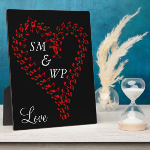 Red Heart Couple's Monogram Fotoplaat