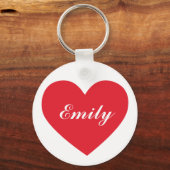Red Heart Custom Name of Text Sleutelhanger (Voorkant)