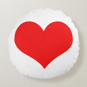 Red Heart Cute Valentijnsdag Aangepaste kleur wit Rond Kussen