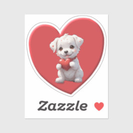 red heart dog sticker