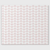 Red Heart Doodle Lines Cadeaupapier (Vlak)
