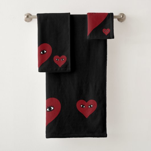 Red Heart Eyes Bad Handdoek (Insitu)
