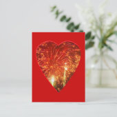 Red Heart Fireworks Briefkaart (Staand voorkant)
