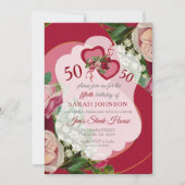 Red Heart Floral 00th Birthday Kaart (Voorkant)