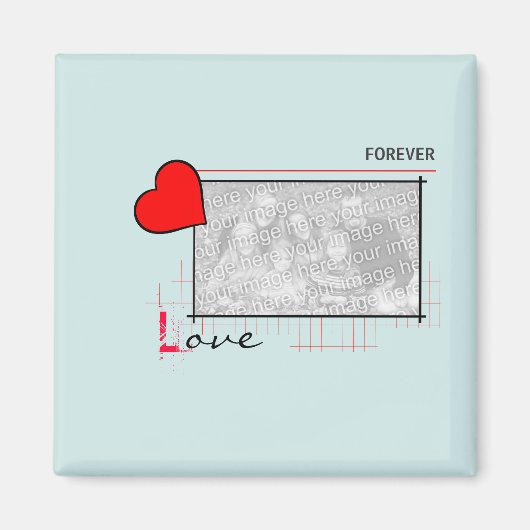 Red Heart Forever Love Foto Magneet (Voorkant)
