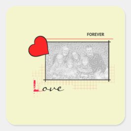 Red Heart Forever Love Foto Vierkante Sticker