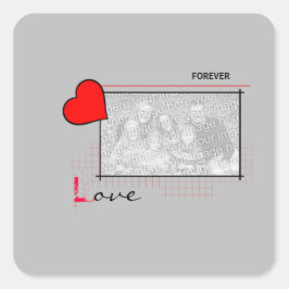 Red Heart Forever Love Foto Vierkante Sticker