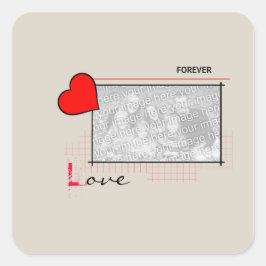 Red Heart Forever Love Foto Vierkante Sticker