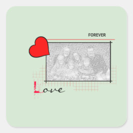 Red Heart Forever Love Foto Vierkante Sticker