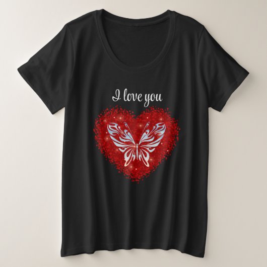 Red heart glitter butterfly (Design devant)