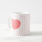 Red Heart Glitter Textuur & Hearts Pattern Koffiemok (Voorkant links)