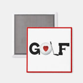 Red Heart Golf T-shirts en geschenken Magneet (Voorkant / Achterkant)