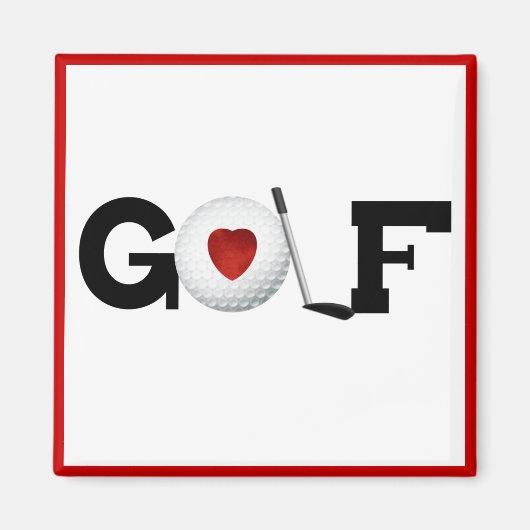 Red Heart Golf T-shirts en geschenken Magneet (Voorkant)