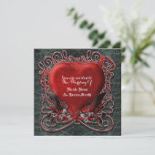 Red Heart Gothic Valentine Mariage Invitations (Debout devant)