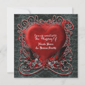 Red Heart Gothic Valentine Mariage Invitations (Devant)