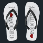 Red Heart Groom<br><div class="desc">Amusants, tongs de mariage personnalisés</div>