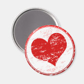 Red Heart Grunge Love Illustration Fridge Magnet (Recto/Verso)