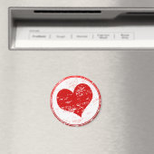 Red Heart Grunge Love Illustration Fridge Magnet (In Situ (Lave-vaisselle))