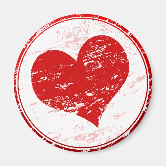 Red Heart Grunge Love Illustration Fridge Magnet (Devant)