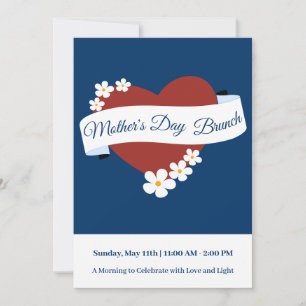 Red Heart Happy Moederdag Banner Evenement Kaart