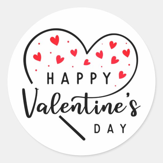Red Heart Happy Valentijnsdag Ronde Sticker (Voorkant)
