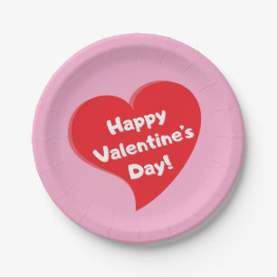 Red Heart Happy Valentine's Day Paper Borden Papieren Bordje