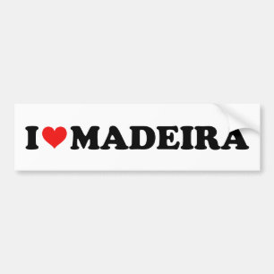 Red Heart I Love Madeira Car Bumpersticker