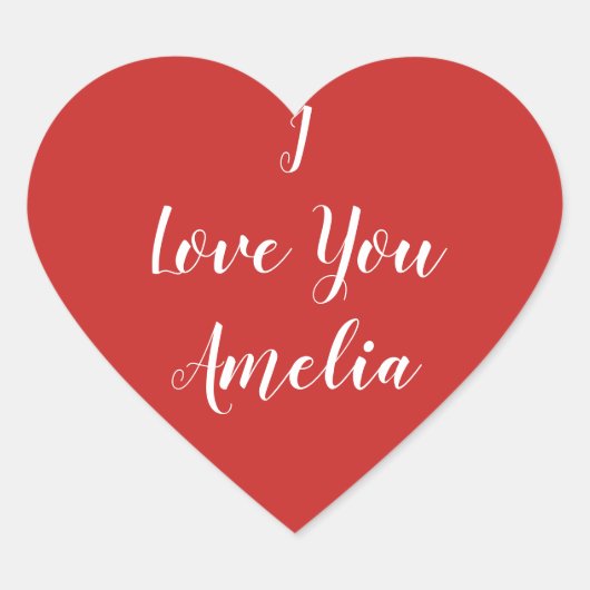 Red Heart I Love You personalized Hart Sticker (Voorkant)