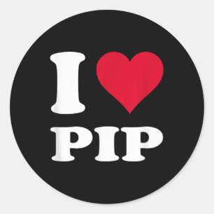 Red Heart Ik hou van Pip Ronde Sticker