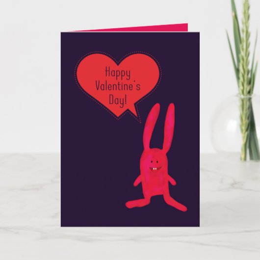 Red Heart, lapin lunatique Carte Saint Valentin (Devant)