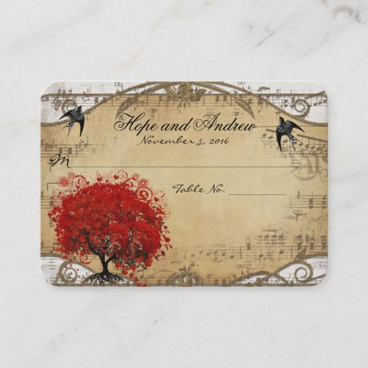 Red Heart Leaf Place Card Website Hartelijk dank Plaatskaartje (Voorkant)