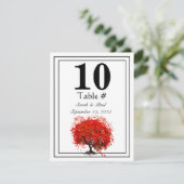 Red Heart Leaf Tree Mariage Numéro de table (Debout devant)